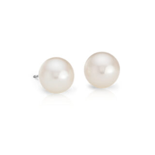 Freshwater Cultured Pearl Stud Earrings in 14k White Gold (9mm)