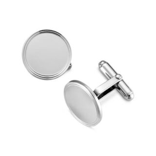 Framed Round Cuff Links in Sterling Silver