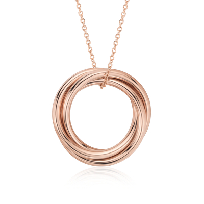 18" Infinity Rings Pendant in 14k Rose Gold (1.5 mm)
