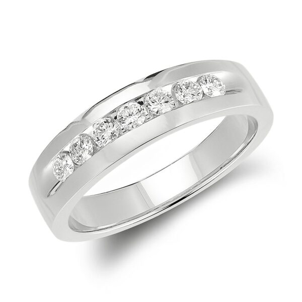 Channel Set Diamond Ring in 14k White Gold (6 mm