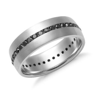 Black Diamond Channel Set Wedding Ring in 14k White Gold (6 mm