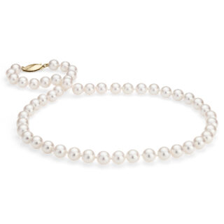 Classic Akoya Cultured Pearl Strand Necklace in 18k Yellow Gold (7.5-8.0mm)