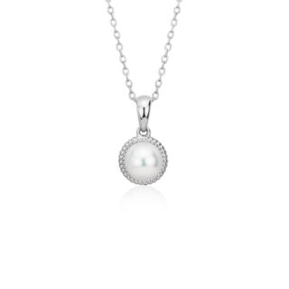Freshwater Cultured Pearl Rope Pendant in Sterling Silver (7mm)