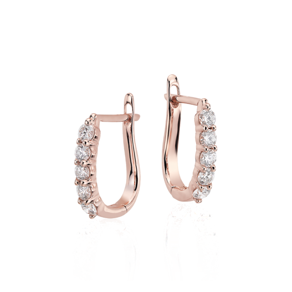 Diamond Hoop Earrings in 18k Rose Gold (3/4 ct. tw.)