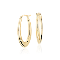 Oval Hoop Earrings in 14k Italian Yellow Gold (25 x 17 mm)