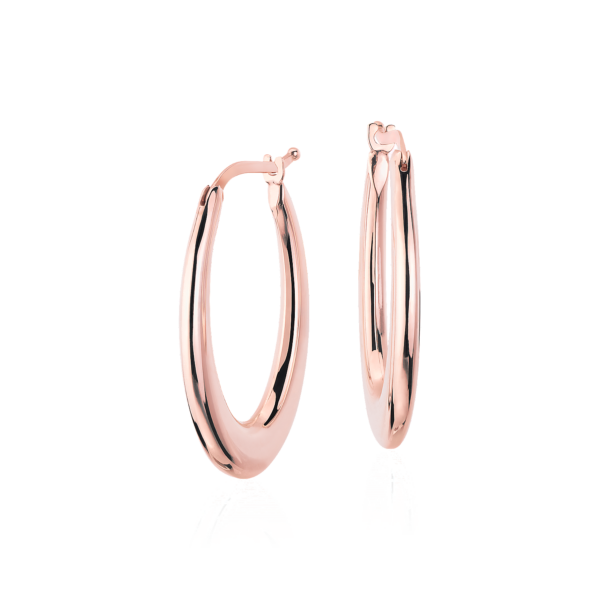 Oval Hoop Earrings in 14k Italian Rose Gold (25 x 17 mm)