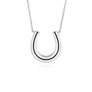 18" Lucky Horseshoe Necklace in Sterling Silver (1 mm)