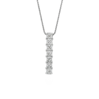 Blue Nile Signature Seven-Stone Princess-Cut Diamond Pendant in Platinum (1 ct. tw.)