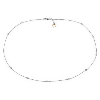 Diamond Station and Heart Necklace in 14k White Gold (1/2 ct. tw.)