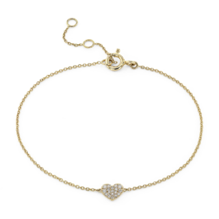 Mini Diamond Pavé Heart Bracelet in 14k Yellow Gold