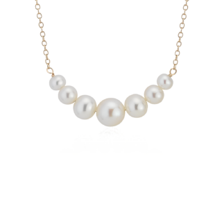 Freshwater Cultured Pearl Smile Necklace in 14k Yellow Gold (3.5-6.5mm)