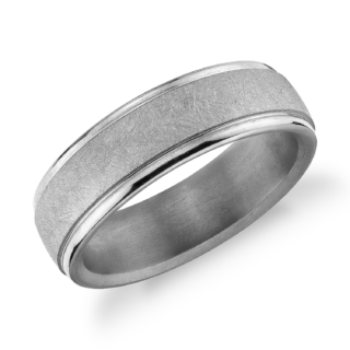Round Edge Swirl Finish Wedding Ring in Tantalum (6.5mm)