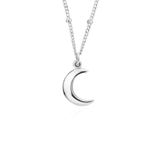 18" Moon Pendant with Saturn Chain in Sterling Silver (1.2 mm)