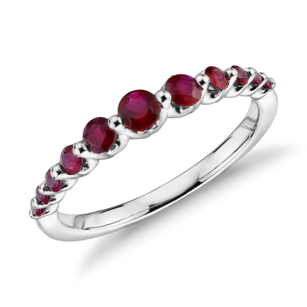 Floating Ruby Ring in 14k White Gold (1.4mm)