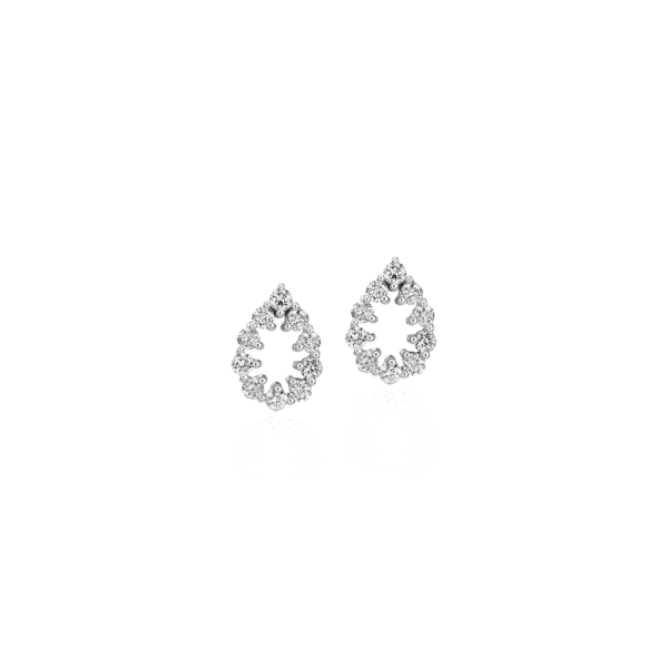 Diamond Open Pear Shape Pavé Stud Earrings in 14k White Gold (1/4 ct. tw.)