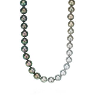 Gradient Tahitian Cultured Pearl Strand in 18k White Gold - 39.5" Long (9-10mm)