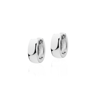 Mini Wide Huggie Hoop Earrings in 14k White Gold (4.5 x 13 mm)