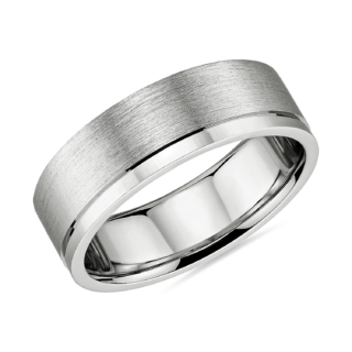 Asymmetrical Polish Edge Matte Wedding Ring in Platinum (7mm)