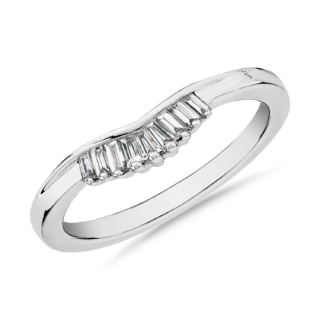 ZAC ZAC POSEN Petite Baguette Diamond Tiara Curved Wedding Ring in 14k White Gold (2 mm