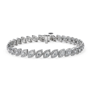 Marquise Shape Diamond Halo Bracelet in 14k White Gold (3 1/2 ct. tw.)