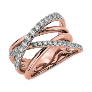 Diamond Crisscross Fashion Ring in 14k Rose Gold (1 ct. tw.)