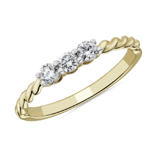 Mini Three Stone Stackable Ring in 14k Yellow Gold (1/3 ct. tw.)