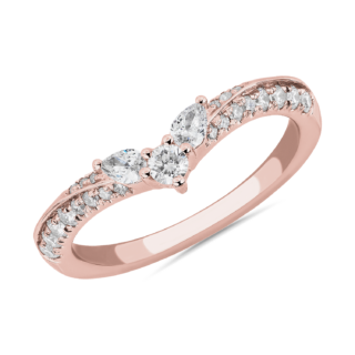 Romantic Winged Pear Diamond Pave Ring in 14k Rose Gold (1/3 ct. tw.)